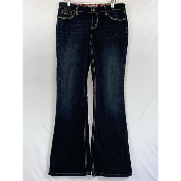 YMI Denim - YMI Pants Womens 11 Blue Jeans Denim Low Rider Flared Made in USA Dark Wash